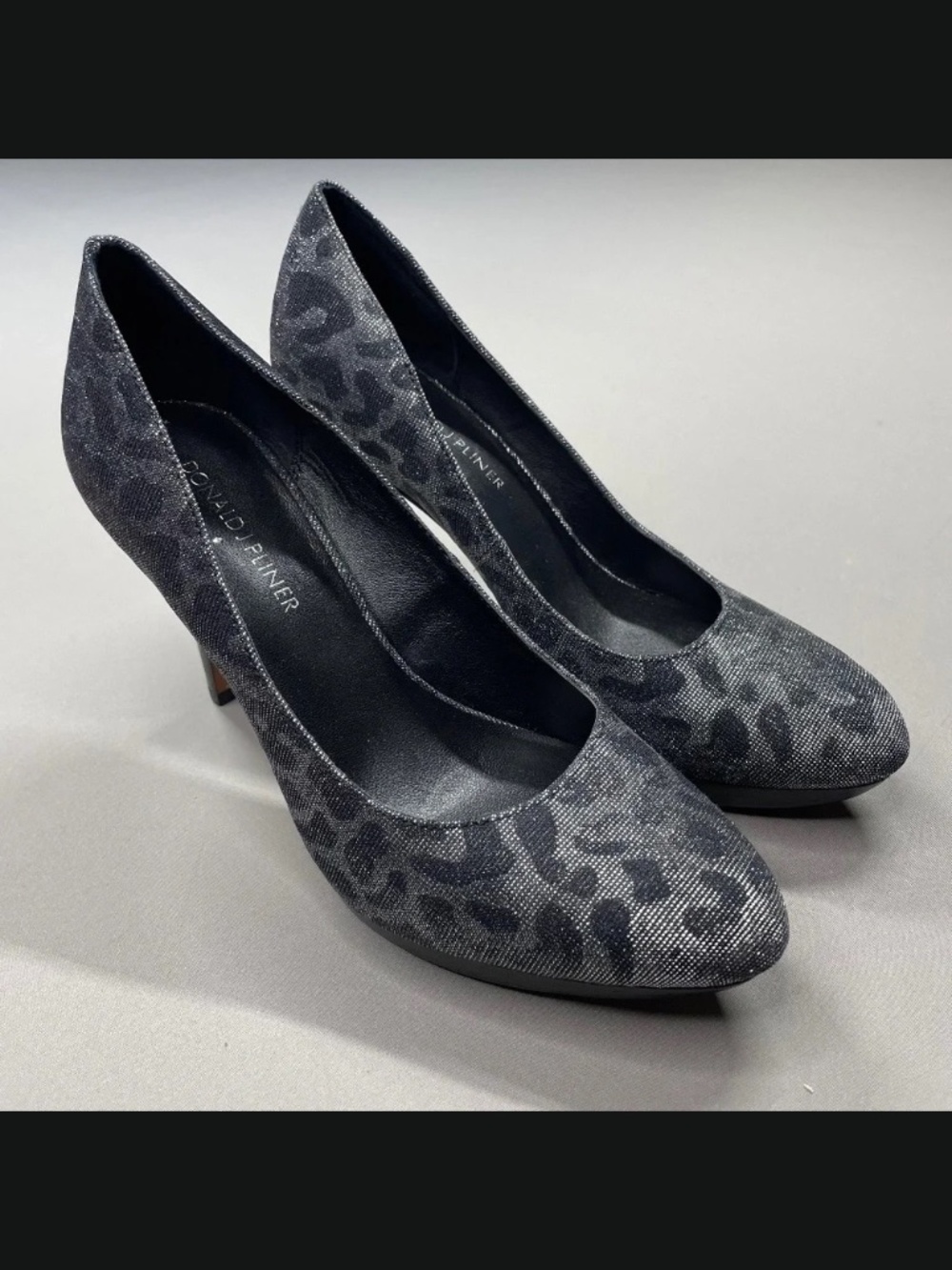 NEW Donald J Pliner Heels Womens 7 black gray animal print elli pumps designer